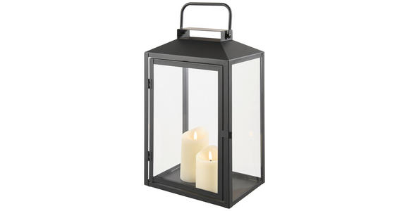 LATERNE - Schwarz, Basics, Glas/Metall (25/41,5/18cm) - Ambia Home