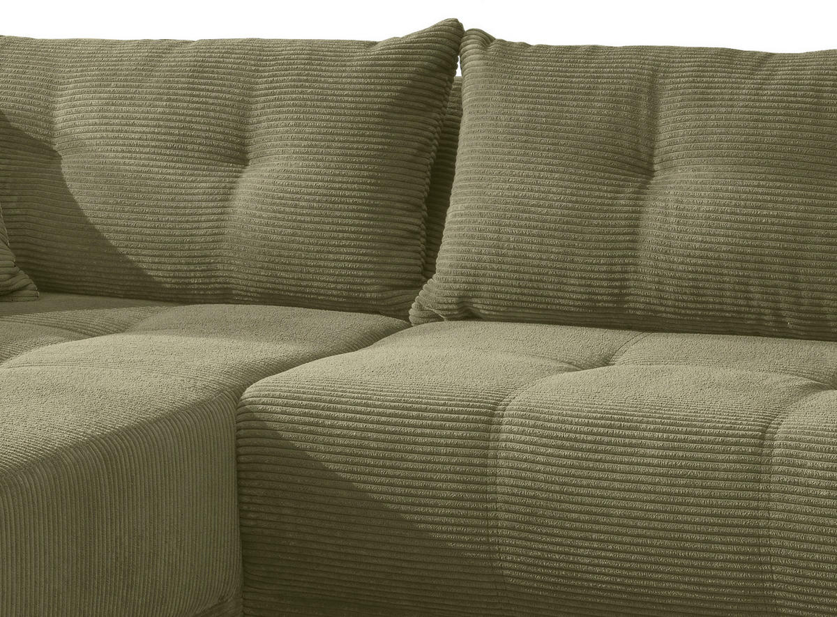 ECKSOFA in Cord Olivgrün  177/246 cm  - Schwarz/Olivgrün, MODERN, Holz/Textil (177/246cm) - MID.YOU