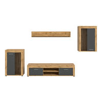 DNEVNI REGAL,  hrast wotan  - hrast wotan/srebrne barve, Design, umetna masa/steklo (310/169/35cm) - MID.YOU