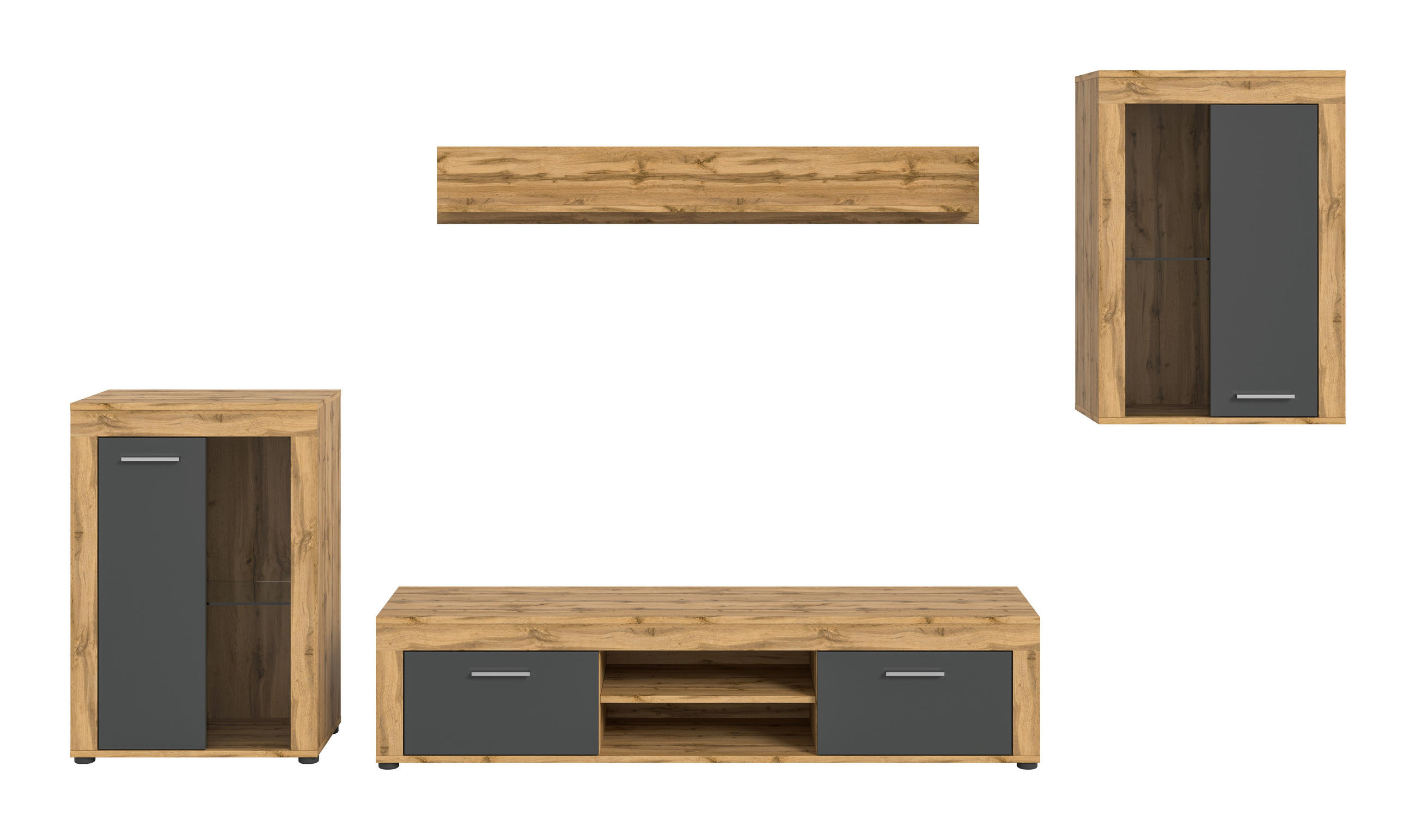 Set Mobilă Living, 4 piese, stejar Wotan, 310/169/35 cm