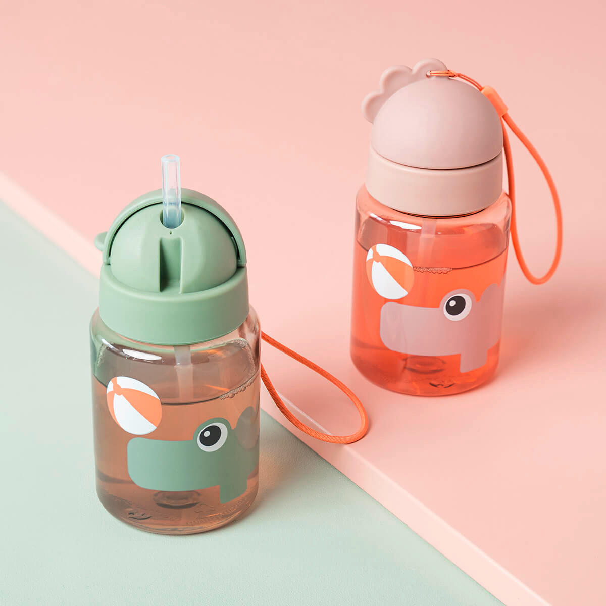 KINDERTRINKFLASCHE  - Salbeigrün/Hellgrün, Basics, Kunststoff (7/7/15cm) - done by deer