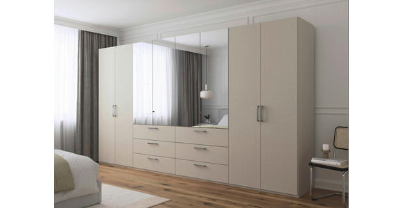 DREHTÜRENSCHRANK 400/223/61 cm,  in Champagner, 8-türig  - Chromfarben/Edelstahlfarben, Basics, Glas/Holzwerkstoff (400/223/61cm) - Novel