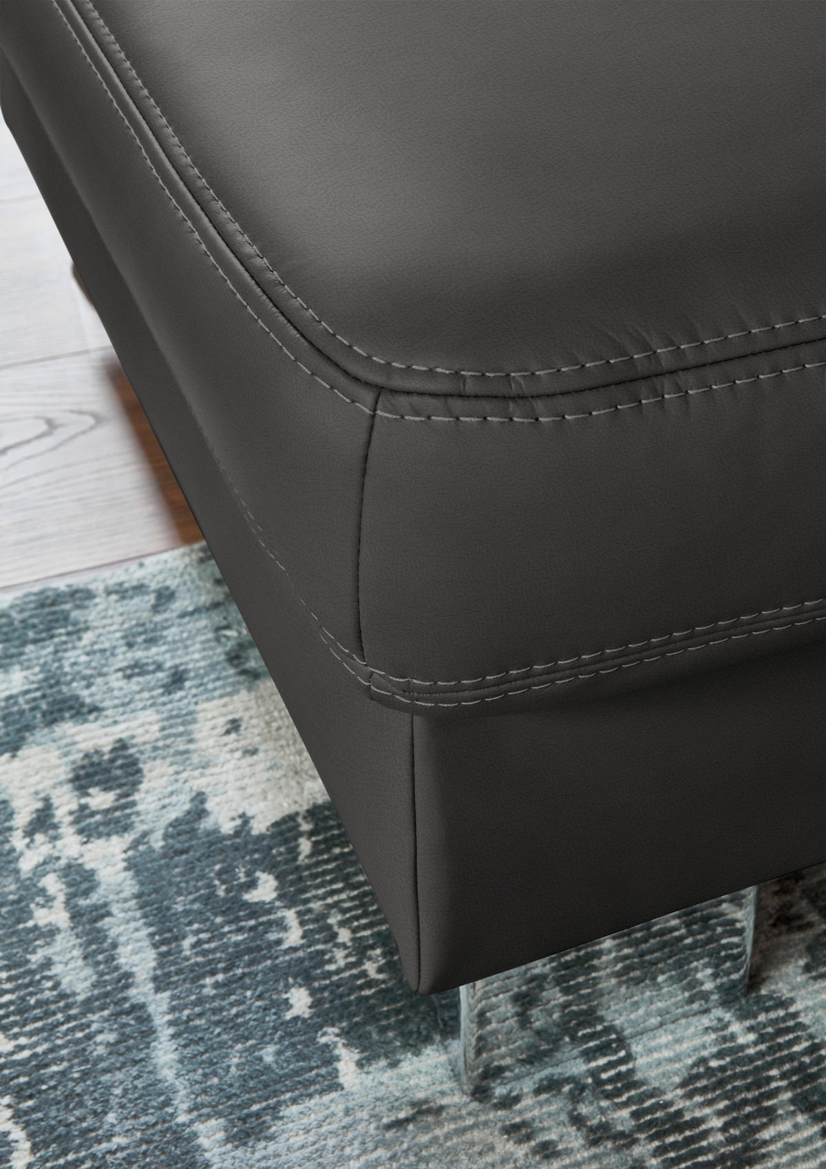 ECKSOFA  in Echtleder Grau  235/248 cm  - Beige/Alufarben, Design, Leder/Metall (235/248cm) - Beldomo Premium