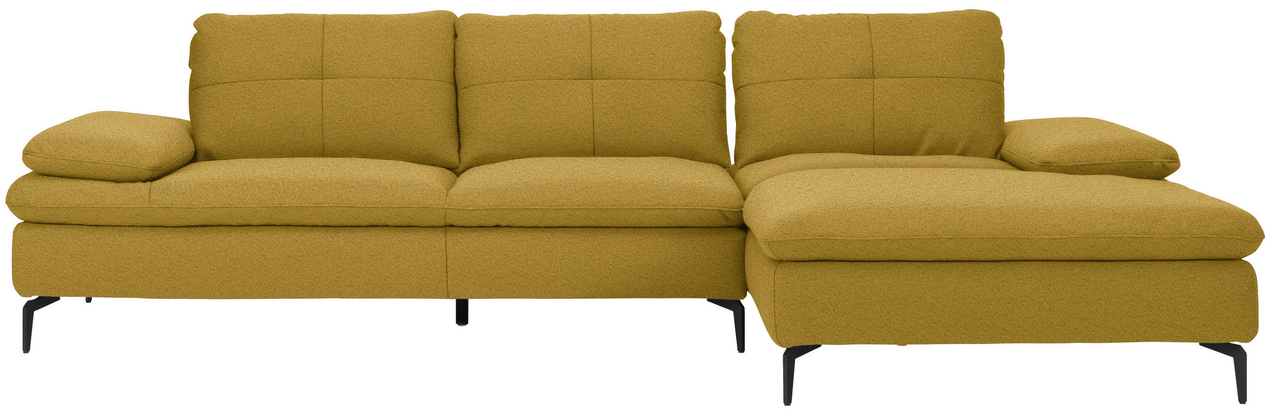 ECKSOFA in Webstoff Gelb, Hellgrün  - Gelb/Schwarz, Design, Textil/Metall (301/179cm) - Chilliano