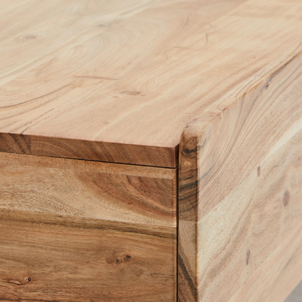 COUCHTISCH Akazie vollmassiv rechteckig Schwarz, Akaziefarben  - Schwarz/Akaziefarben, MODERN, Holz/Metall (115/40/55cm) - Livetastic