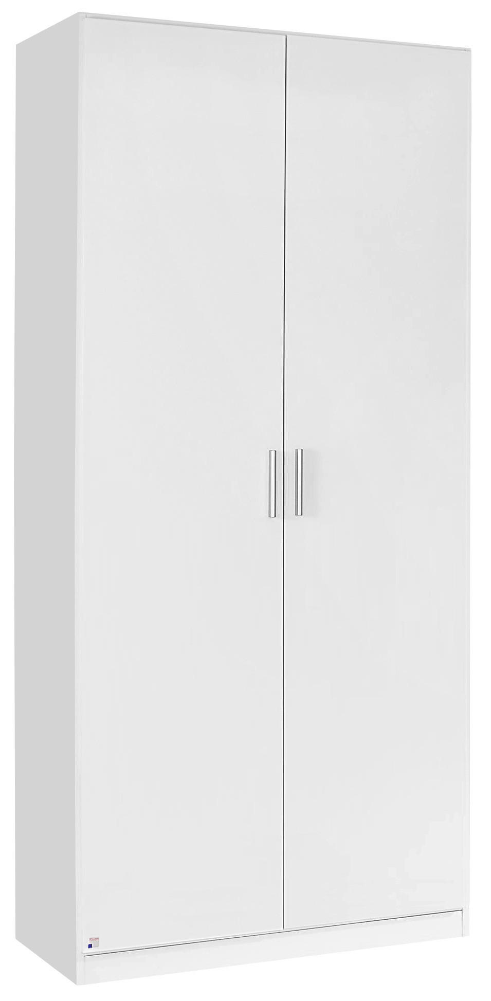 DREHTÜRENSCHRANK 91/210/54 cm 2-türig Weiß, Weiß Hochglanz  - Weiß Hochglanz/Alufarben, Design, Holzwerkstoff/Kunststoff (91/210/54cm) - Carryhome