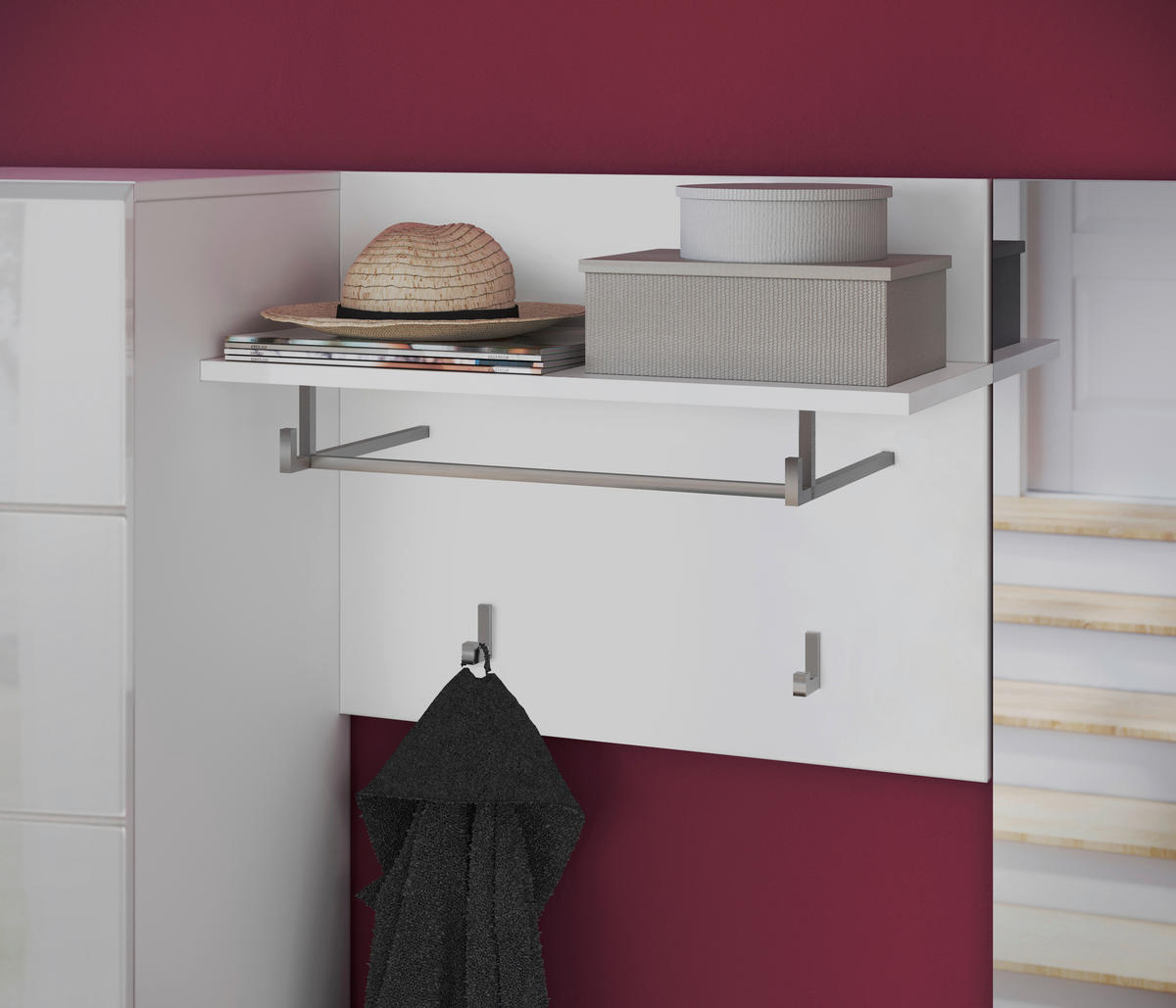 PREDSOBA bela, bela, visoki sijaj - bela/visoki sijaj, Design, tekstil/leseni material (170/190/37cm) - Carryhome