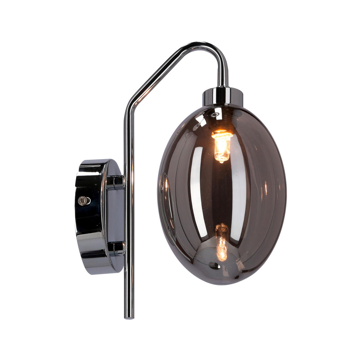 WANDLEUCHTE Lukka 17/10/25 cm   - Chromfarben/Edelstahlfarben, Design, Glas/Metall (17/10/25cm)