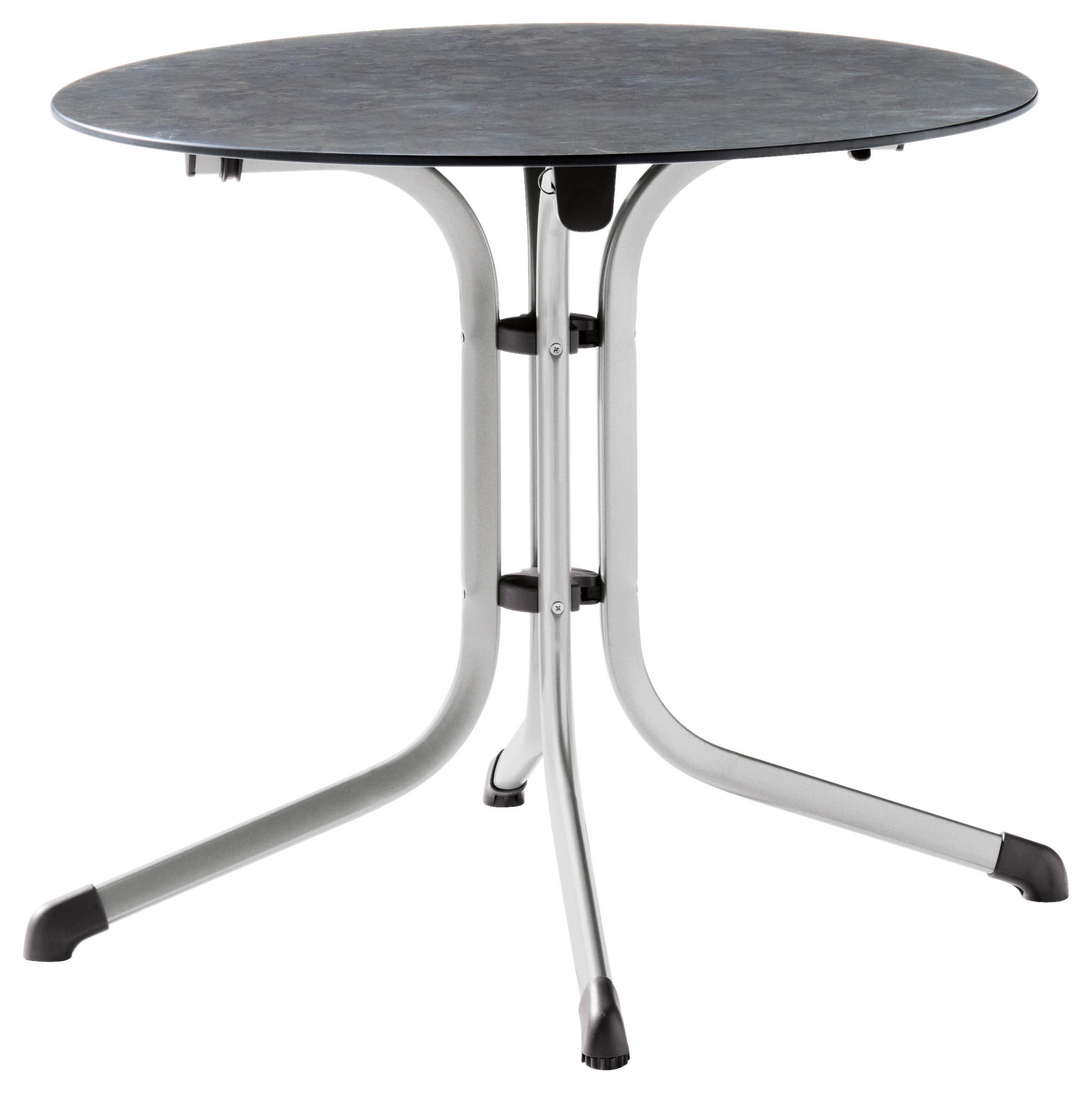 GARTENKLAPPTISCH 85/85/73 cm Kunststoff, Metall rund  - Schieferfarben/Graphitfarben, Basics, Kunststoff/Metall (85/85/73cm) - Sieger