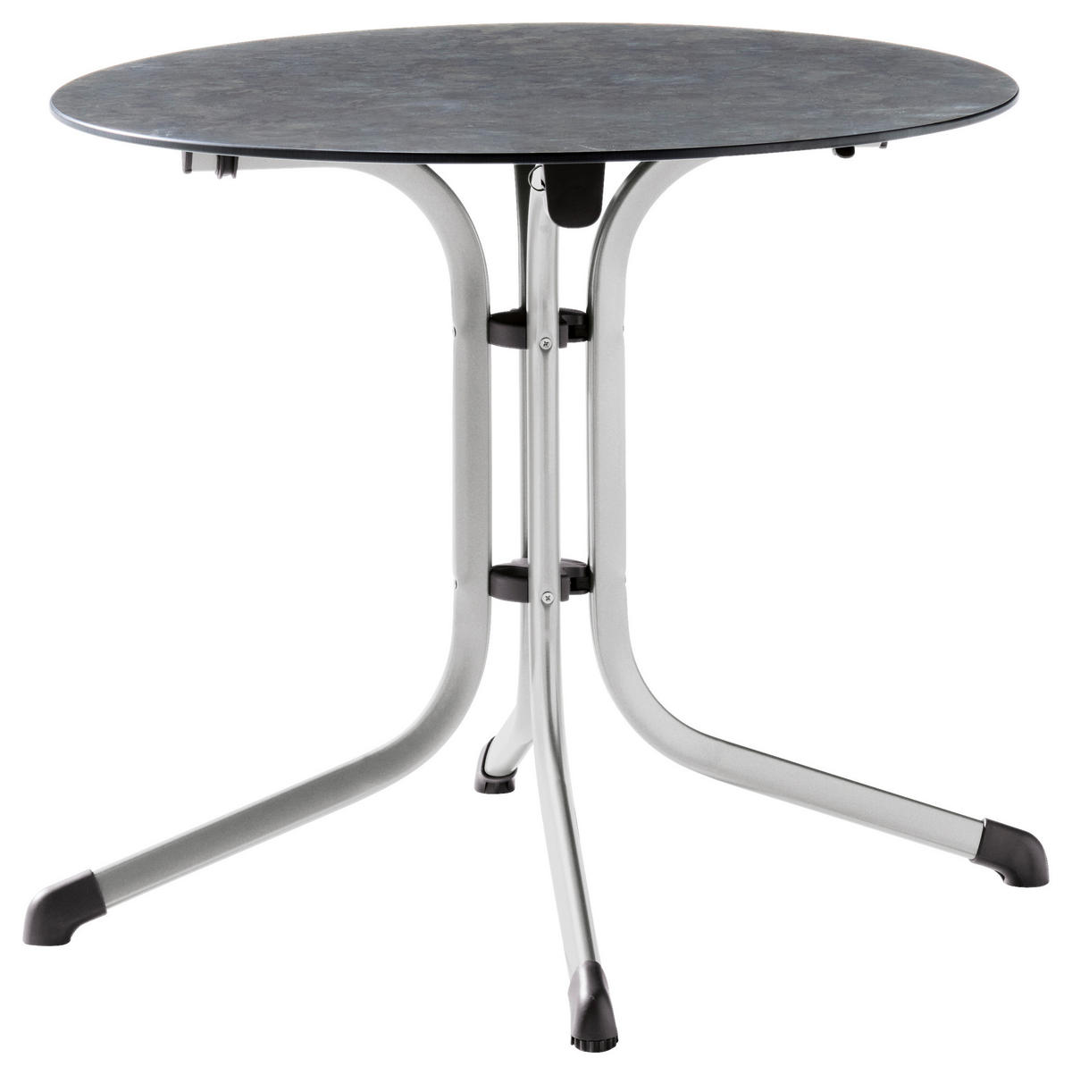 GARTENKLAPPTISCH 85/85/73 cm Metall, Kunststoff rund  - Schieferfarben/Graphitfarben, Basics, Kunststoff/Metall (85/85/73cm) - Sieger