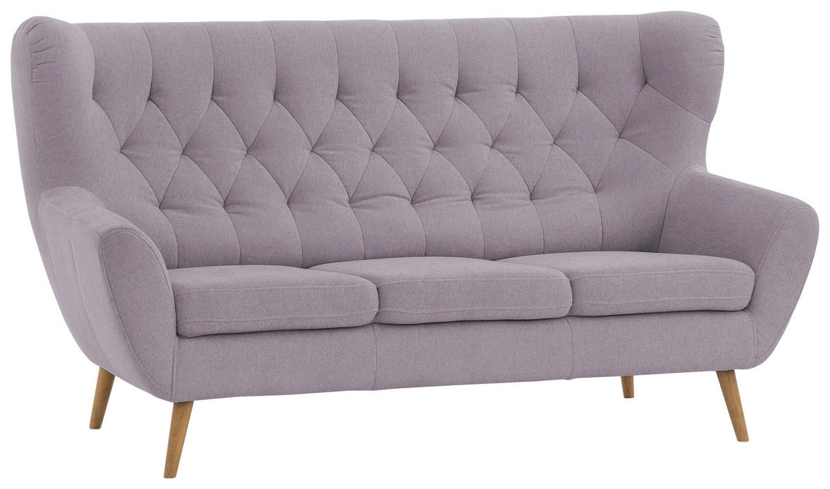 3-SITZER-SOFA Flachgewebe Altrosa  - Eichefarben/Beige, Design, Holz/Textil (188/104/92cm) - Stylife