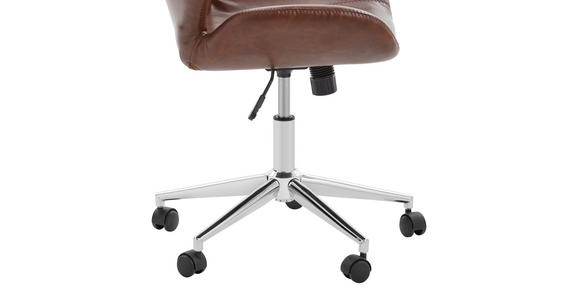 DREHSTUHL Lederlook Chromfarben, Dunkelbraun - Chromfarben/Dunkelbraun, Design, Kunststoff/Textil (59,5/91-101/62cm) - Hom`in
