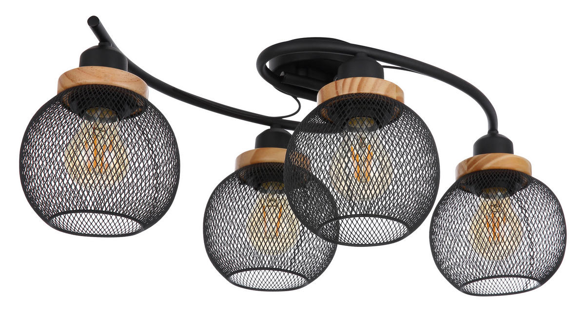 STROPNA SVETILKA 60/35/22 cm   - črna/rjava, Basics, kovina/les (60/35/22cm) - Globo