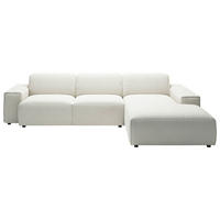 ECKSOFA in Cord Weiss  - Weiss/Schwarz, Design, Kunststoff/Textil (300/189cm) - Pure Home Lifestyle