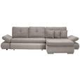 ECKSOFA Beige Webstoff Zierkissen, Rückenkissen, Bettkasten, Schlaffunktion, Rücken echt, Armteilverstellung  - Chromfarben/Beige, Design, Kunststoff/Textil (302/187cm) - Carryhome