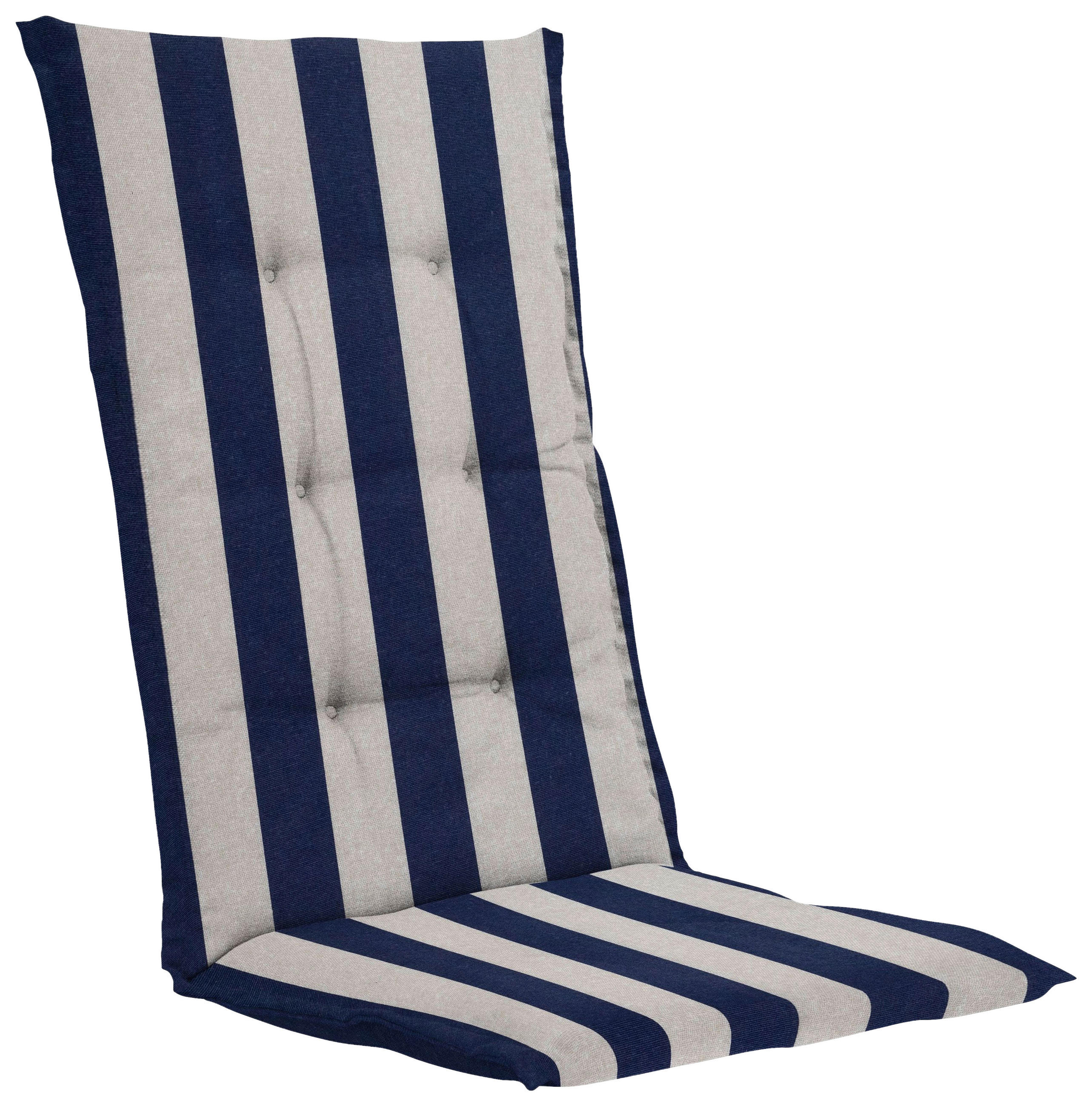 SESSELAUFLAGE Streifen  - Blau/Creme, Basics, Textil (123/5/50cm)