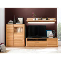 WOHNWAND La Paz  in Buchefarben  300/176/51 cm  - Buchefarben/Silberfarben, Design, Glas/Holz (300/176/51cm) - Livetastic