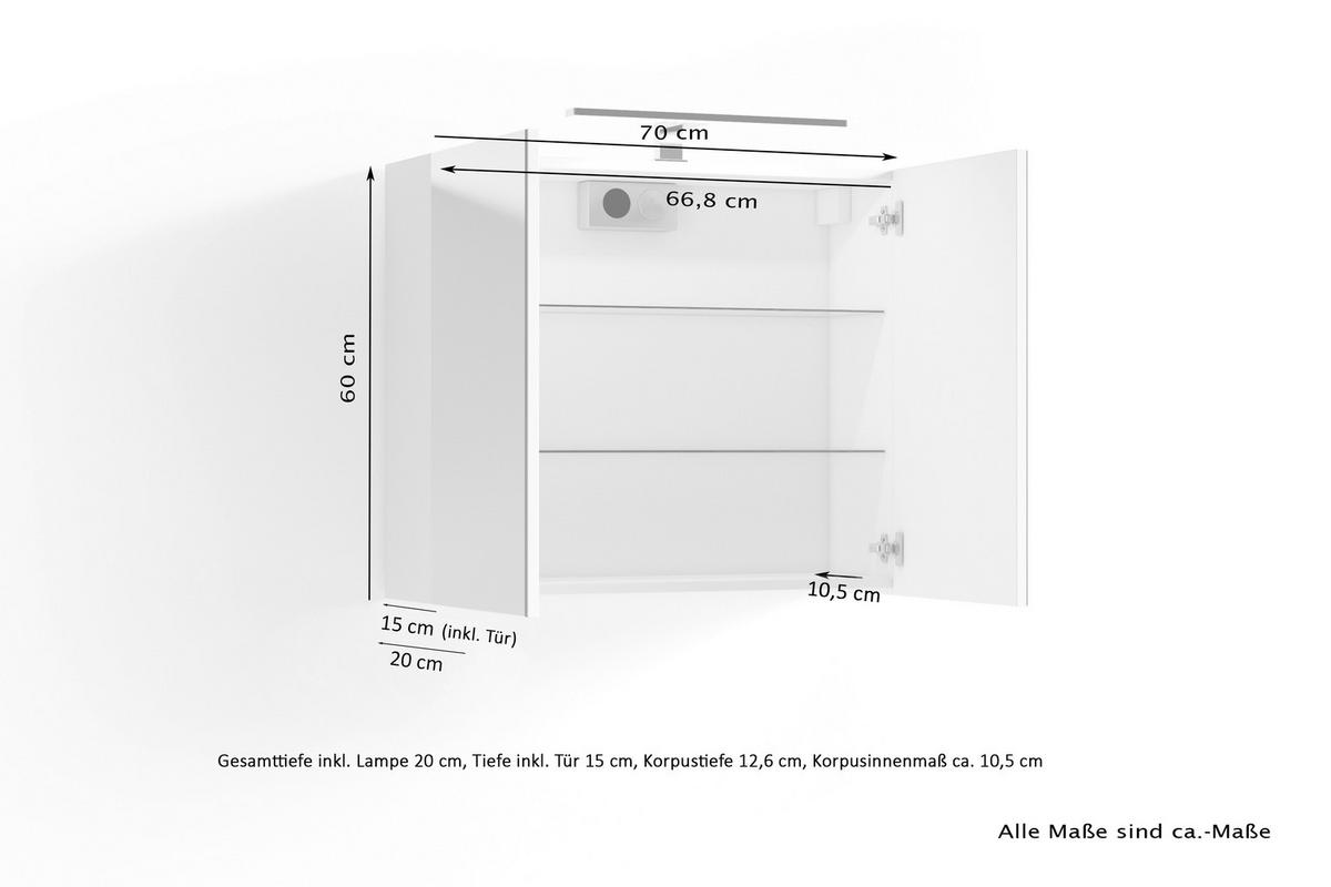 SPIEGELSCHRANK 40/60/20 cm  - Anthrazit, MODERN, Glas/Holzwerkstoff (40/60/20cm) - MID.YOU