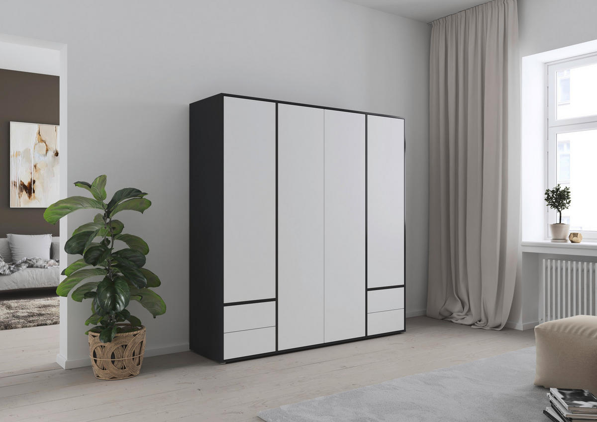 DREHTÜRENSCHRANK in Grau, Weiss  - Weiss/Grau, Modern, Holzwerkstoff (187/194/53cm) - Rauch Möbel
