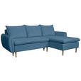 ECKSOFA Blau Chenille - Blau/Buchefarben, KONVENTIONELL, Holz/Textil (244/163cm) - Carryhome