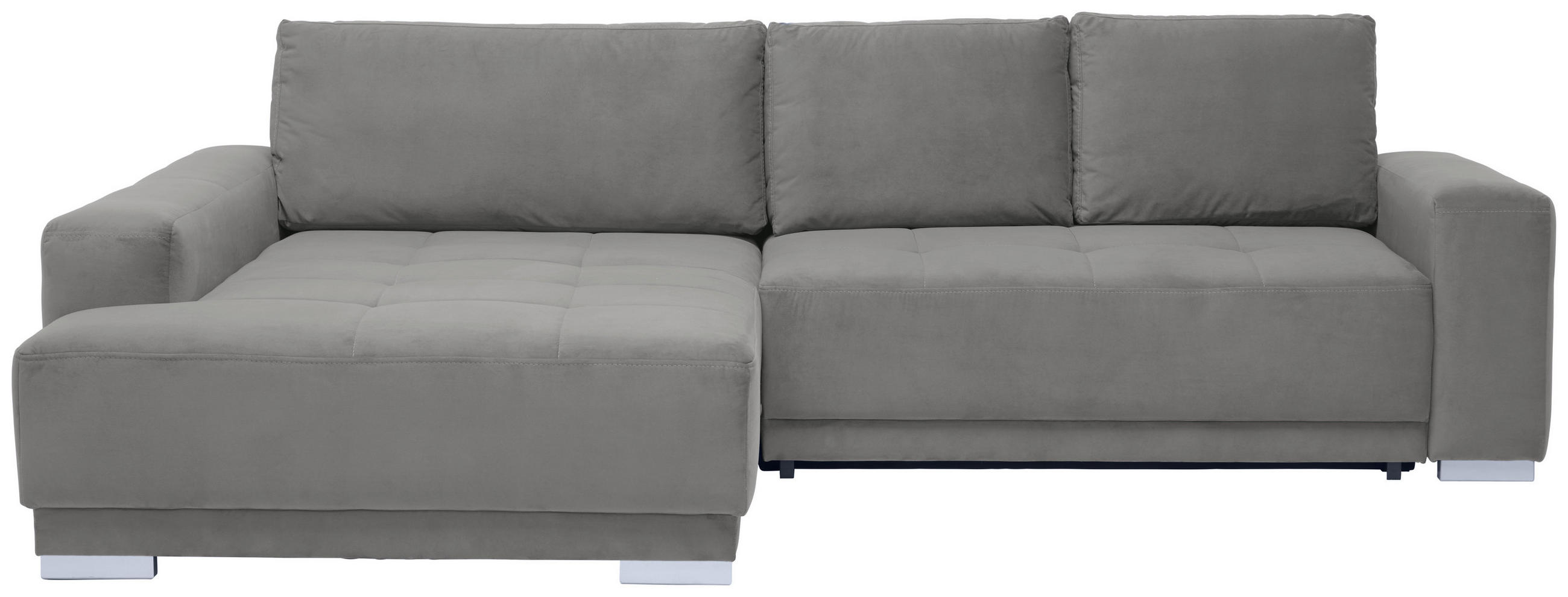 ECKSOFA inkl. Funktionen in Flachgewebe Hellgrau  - Silberfarben/Hellgrau, Design, Holz/Textil (195/293cm) - Cantus