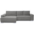 ECKSOFA inkl. Funktionen Hellgrau Flachgewebe  - Silberfarben/Hellgrau, Design, Holz/Textil (195/293cm) - Cantus