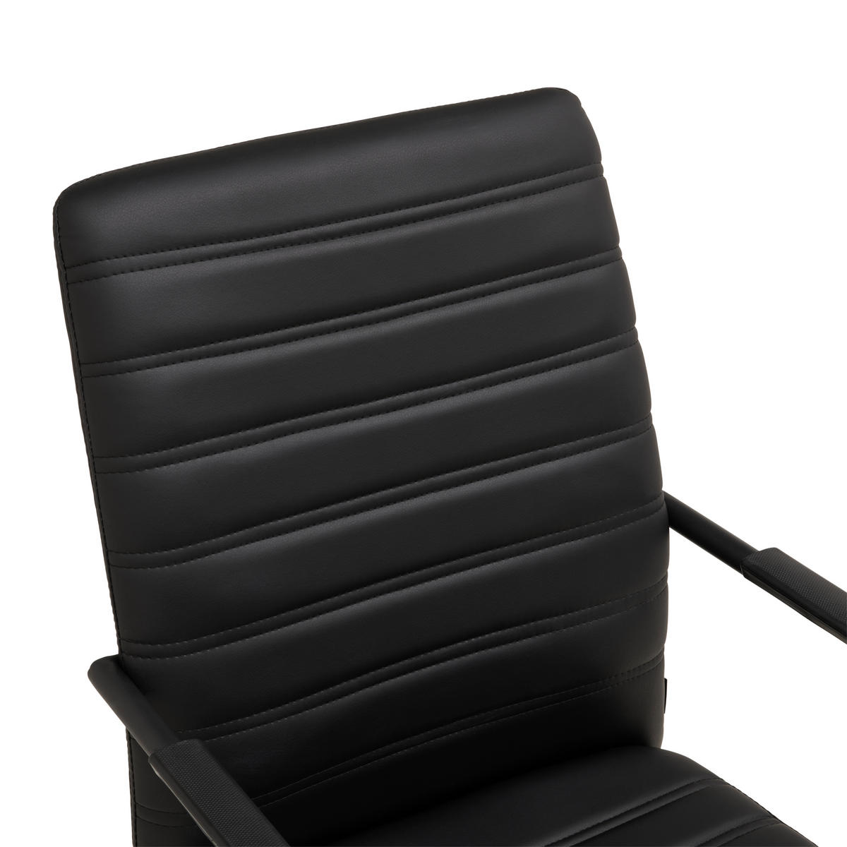 BESUCHERSTUHL  in Lederlook Schwarz  - Schwarz, Lifestyle, Holz/Kunststoff (55/92/64cm) - Livetastic