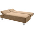 SCHLAFSOFA Flachgewebe Hellbraun  - Chromfarben/Hellbraun, Design, Holz/Textil (205/77-93/99cm) - Novel