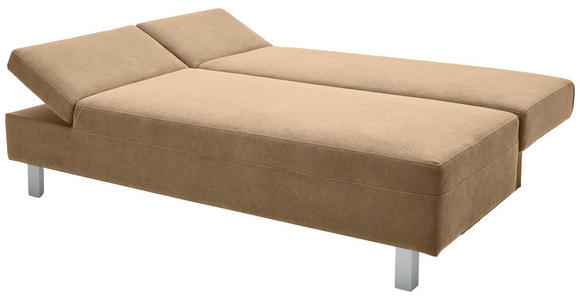 SCHLAFSOFA Flachgewebe Hellbraun  - Chromfarben/Hellbraun, Design, Holz/Textil (205/77-93/99cm) - Novel