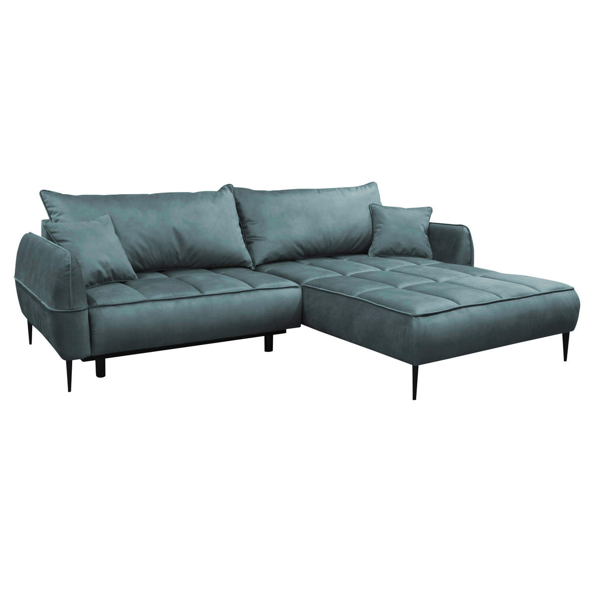 ECKSOFA Blau Velours  - Blau/Schwarz, Design, Textil/Metall (260/189cm) - MID.YOU