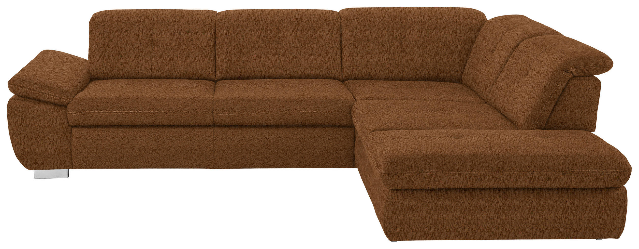 ECKSOFA Braun Mikrofaser Rücken echt, Sitztiefenverstellung  - Braun, Design, Textil/Metall (318/260cm) - Beldomo Speed