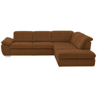 ECKSOFA  in Mikrofaser Braun Rücken echt, Sitztiefenverstellung  318/260 cm  - Braun, Design, Textil/Metall (318/260cm) - Beldomo Speed