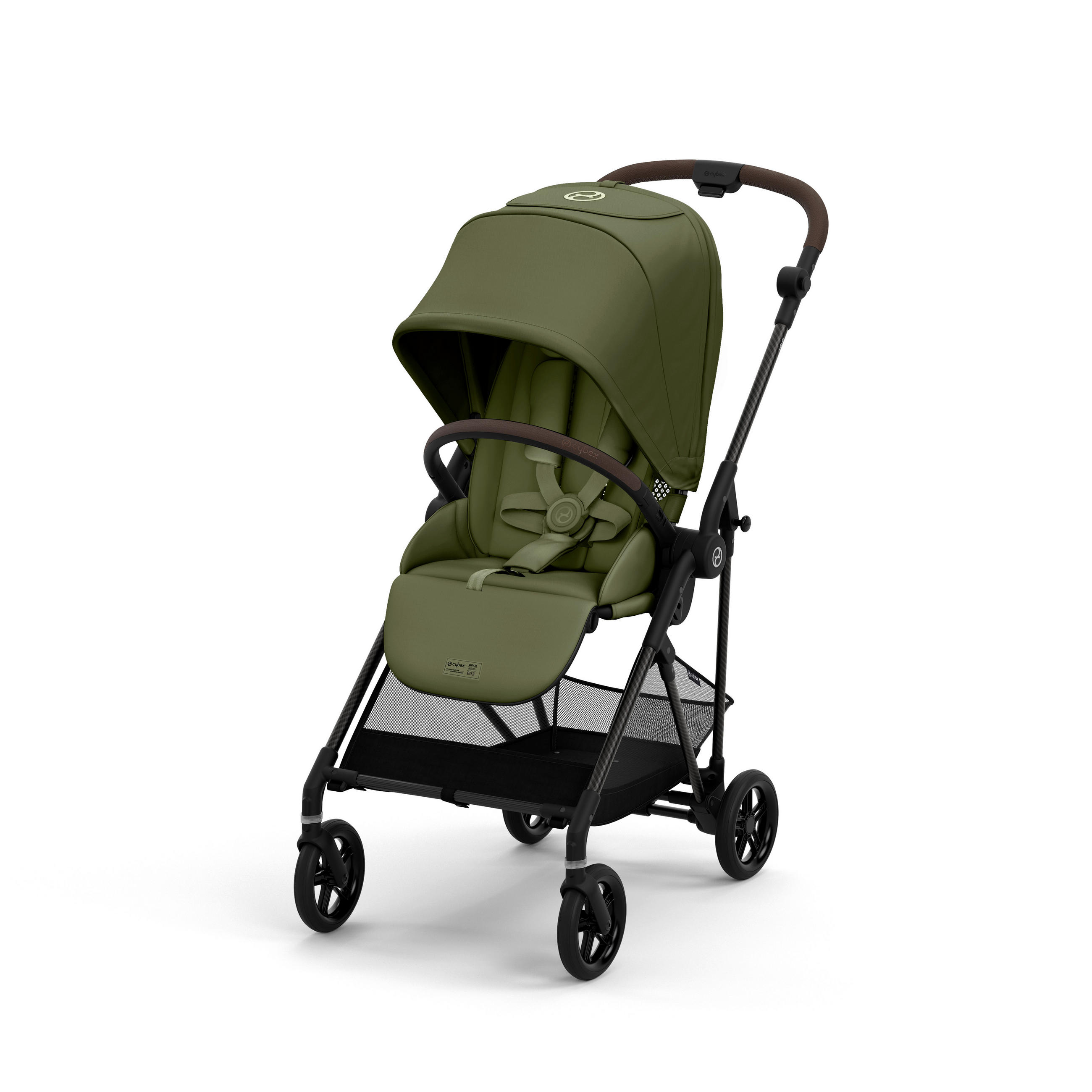 KINDERWAGEN  Melio Carbon  Moss Green  - Waldgrün/Schwarz, Basics, Textil/Metall (82-91/49/96,5-107cm) - cybex GOLD