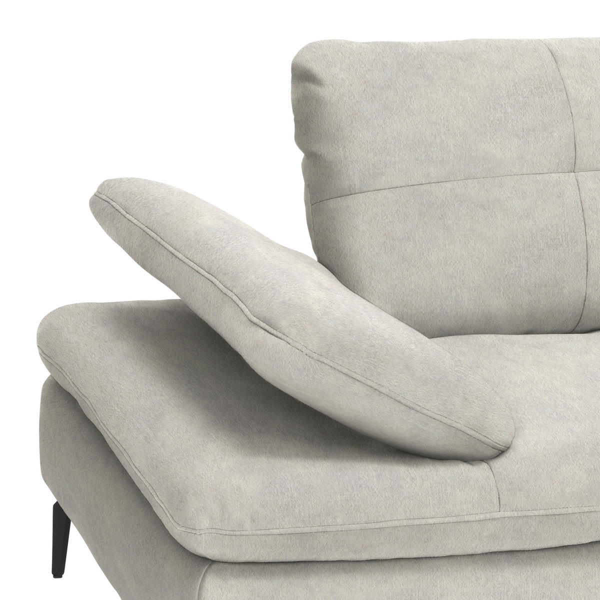 ECKSOFA in Velours Ecru  - Ecru/Schwarz, Design, Textil/Metall (301/179cm) - Chilliano