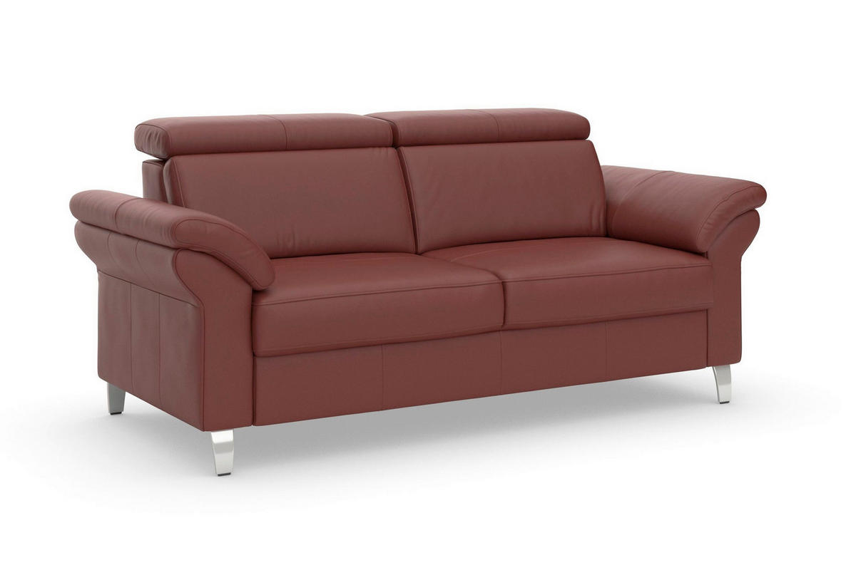 3-SITZER-SOFA ARNGAST E Echtleder Rotbraun  - Chromfarben/Rotbraun, Basics, Leder/Metall (186/84/93cm) - Sit & More