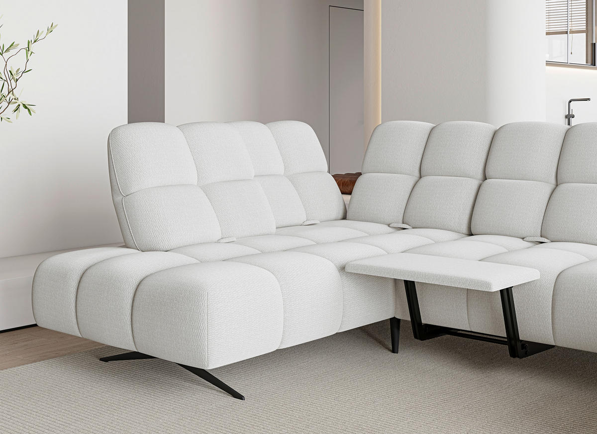 SOFFA i vävt tyg grå  - grå/svart, Design, metall/textil (343/355/91/172/176cm) - Belluti