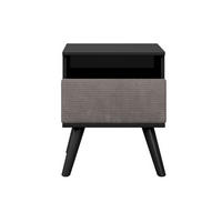 NACHTKÄSTCHEN 46/44/59 cm  in vollmassiv Buche Schwarz, Grau  - Schwarz/Grau, Trend, Holz/Textil (46/44/59cm) - Esposa