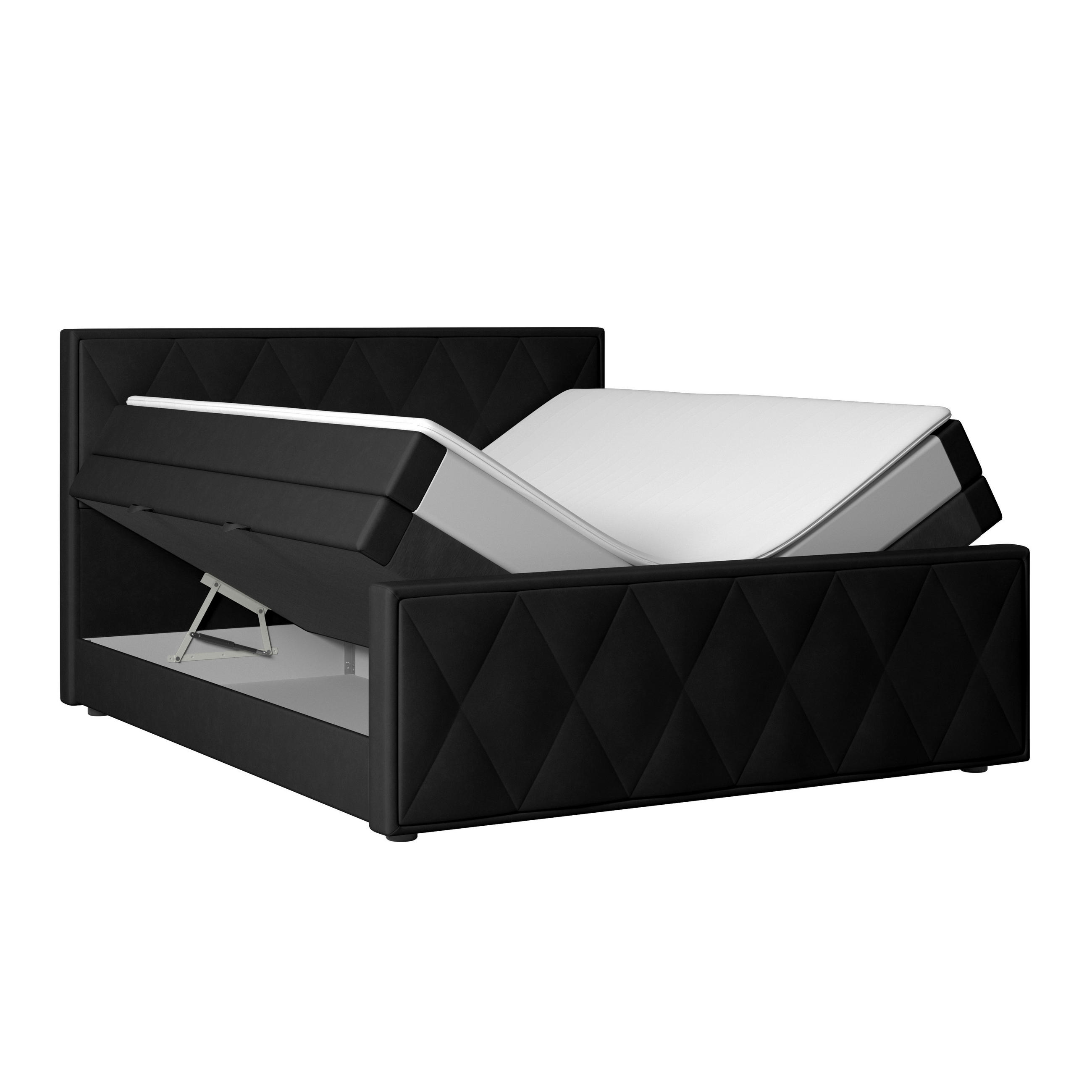 BOXSPRING KREVET 180/200 cm     crna  - crna, Moderno, tekstil/metal (180/200cm) - MID.YOU