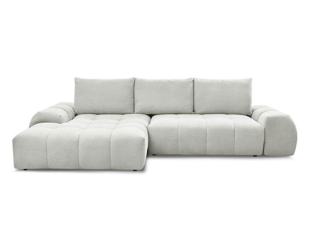 ECKSCHLAFSOFA EVEREST  mit Rücken echt, Armteil links, Armteil rechts Struktur Hellgrau  - Hellgrau/Schwarz, MODERN, Kunststoff/Textil (180/318cm) - Livetastic
