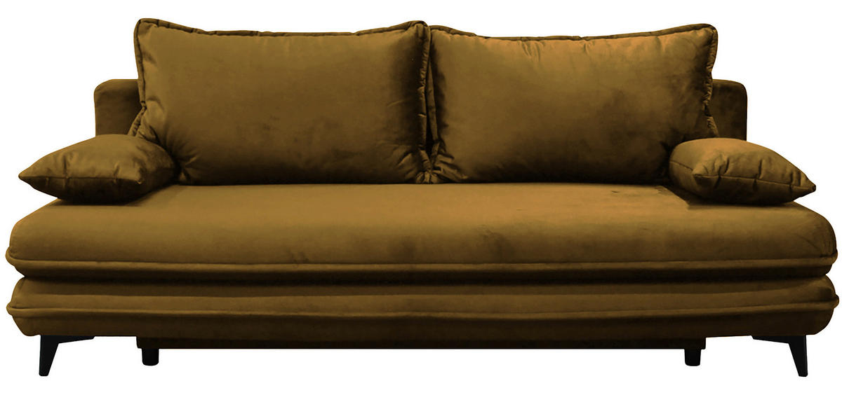 SCHLAFSOFA  mit Velours Goldfarben  - Goldfarben/Schwarz, Design, Kunststoff/Textil (217/73/86/106cm) - MID.YOU