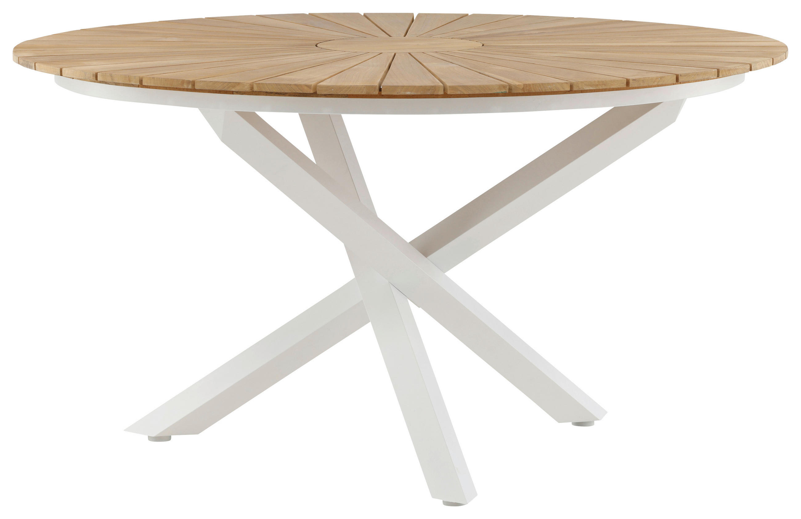 GARTENTISCH 140/140/75 cm Holz, Metall rund  - Weiß/Teakfarben, KONVENTIONELL, Holz/Metall (140/140/75cm) - Gardenson
