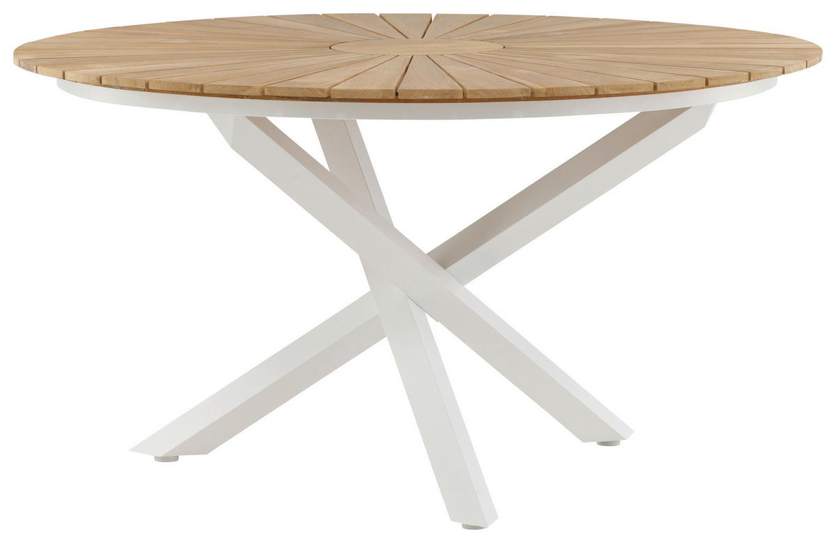 GARTENTISCH 140/140/75 cm  - Weiß/Teakfarben, KONVENTIONELL, Holz/Metall (140/140/75cm) - Gardenson