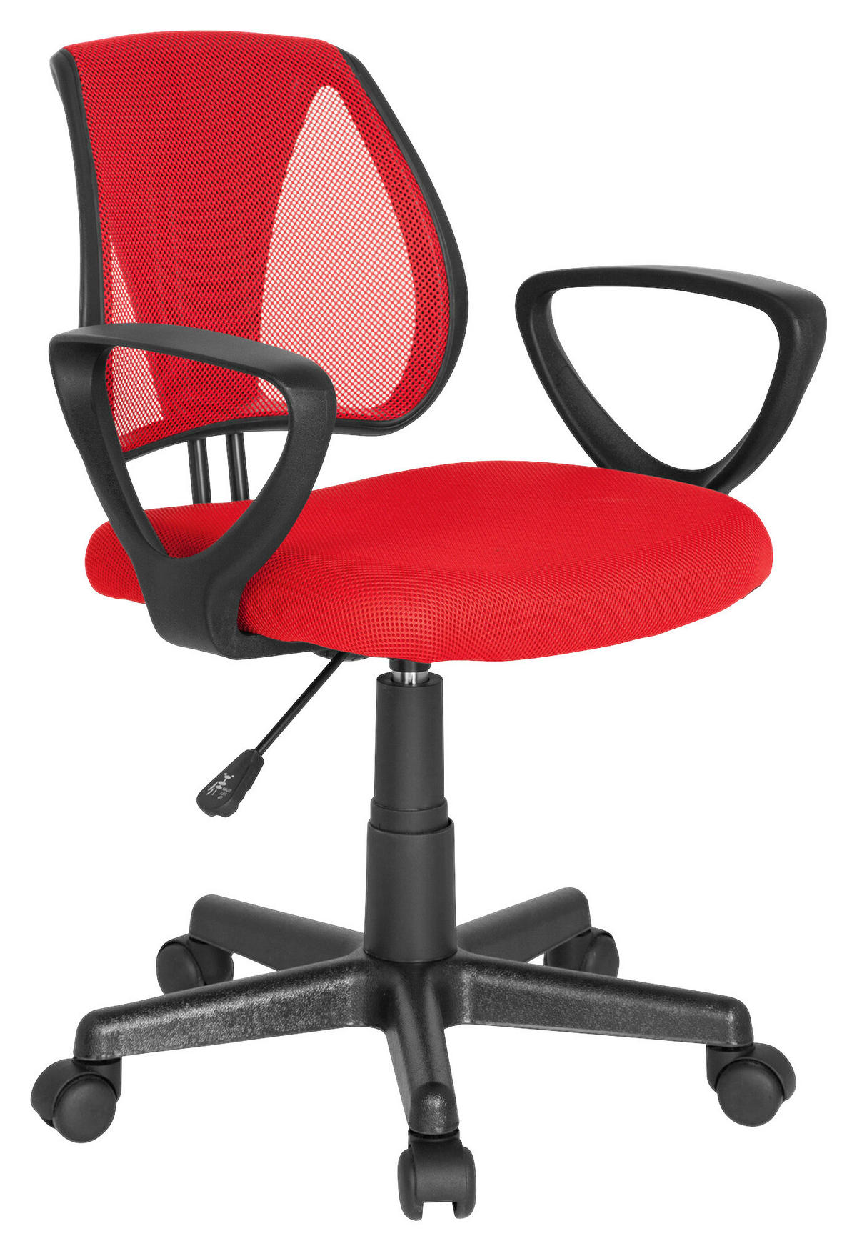 JUGENDDREHSTUHL Rot  - Rot/Schwarz, Basics, Kunststoff (58/75-92/45cm) - MID.YOU