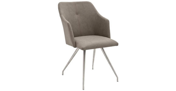 STUHL Lederlook Taupe, Edelstahlfarben - Taupe/Edelstahlfarben, Design, Textil/Metall (54/88/62cm) - Novel