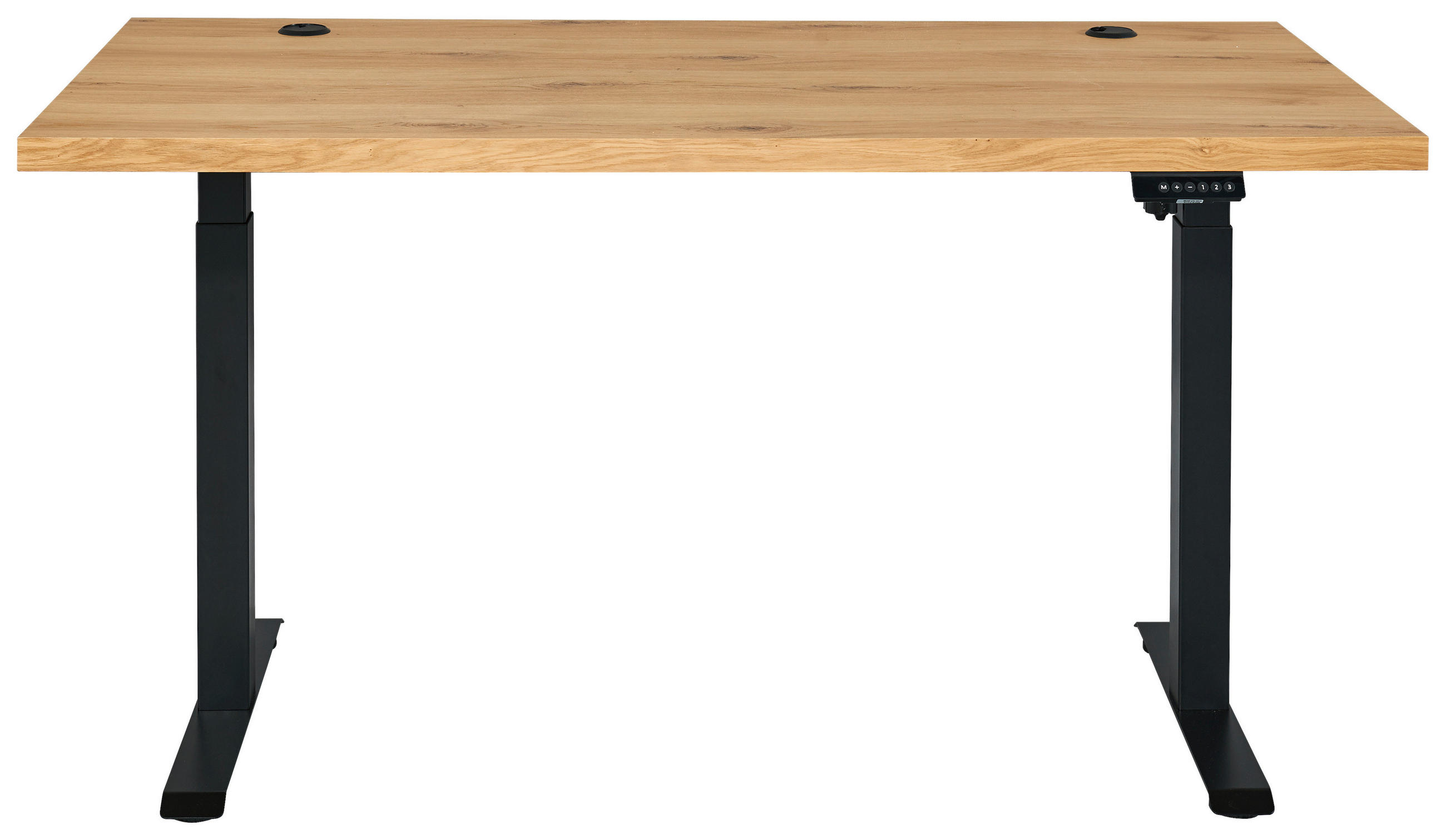 SCHREIBTISCH höhenverstellbar, Kabeldurchlass  - Schwarz, MODERN, Holzwerkstoff/Metall (160/72-120/77cm) - MID.YOU