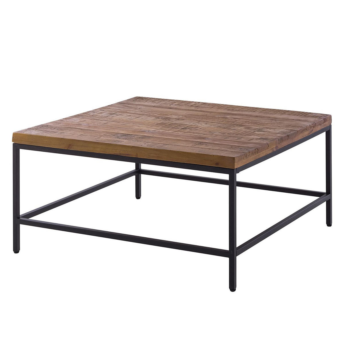 COUCHTISCH Kiefer massiv 90/90/45 cm quadratisch Schwarz, Dunkelbraun  - Dunkelbraun/Schwarz, MODERN, Holz/Metall (90/90/45cm) - home24