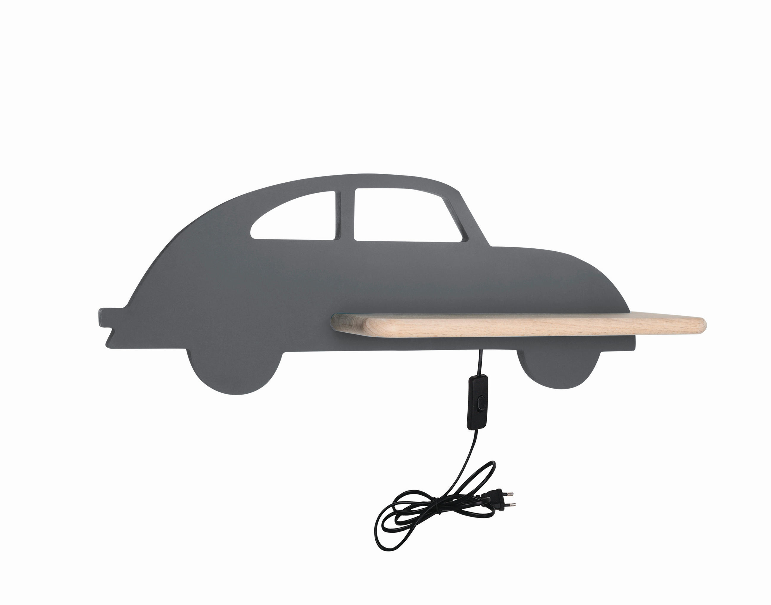 VÄGGLAMPA FÖR BARN Car 43/12/15 cm   - grå, Basics, metall/trämaterial (43/12/15cm)