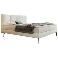 BOXSPRINGBETT 180/200 cm  in Weiss  - Weiss/Schwarz, Design, Leder/Textil (180/200cm) - Esposa