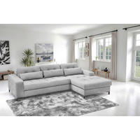 ECKSOFA in Struktur Hellgrau  255/176 cm  - Hellgrau/Schwarz, Design, Textil/Metall (255/176cm) - Livetastic