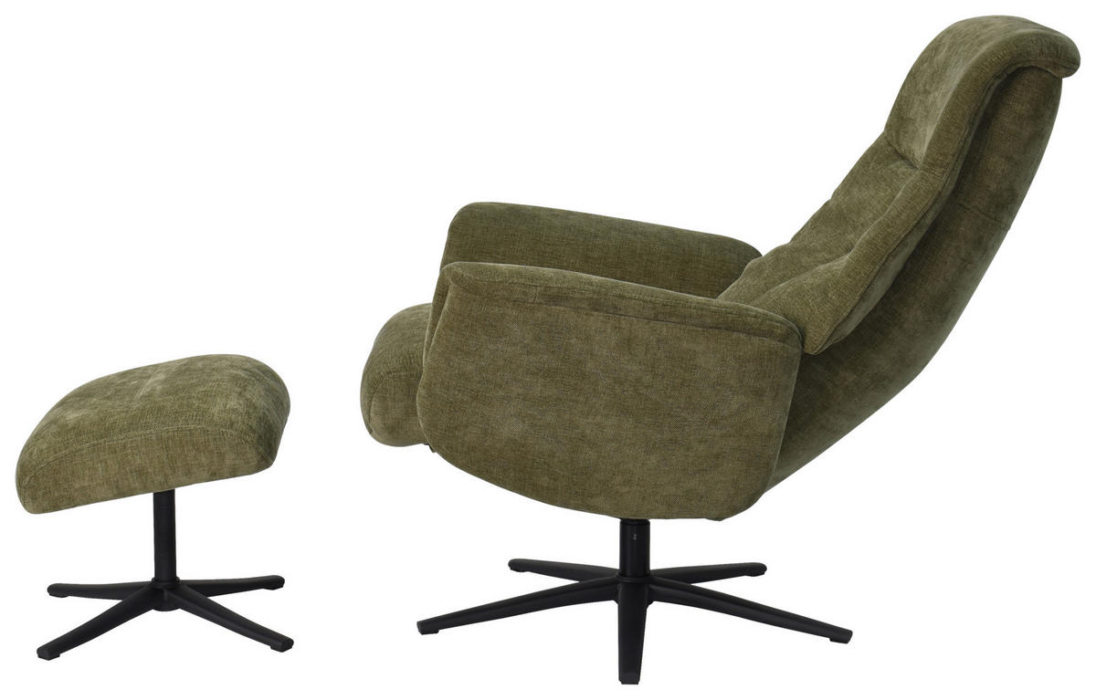 RELAXSESSELSET RELAVO Webstoff Hocker    - Schwarz/Grün, Design, Textil/Metall (72/109/86/111/81cm) - Livetastic